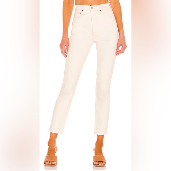 RE/DONE Originals 90s High Rise Ankle Crop in Vintage White vintage white - Picture 1 of 14